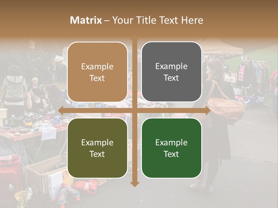 A Group Of People Standing Around A Table With Many Items On It PowerPoint Template