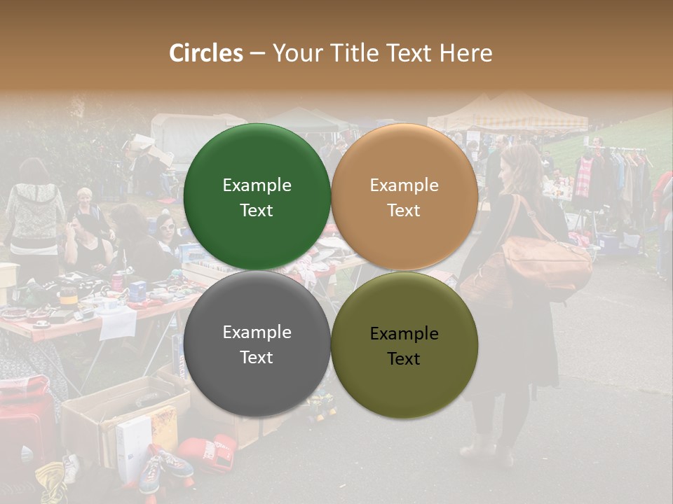 A Group Of People Standing Around A Table With Many Items On It PowerPoint Template