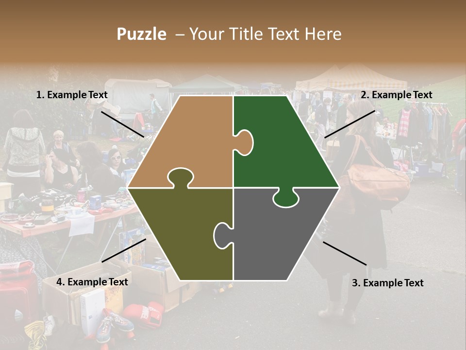 A Group Of People Standing Around A Table With Many Items On It PowerPoint Template