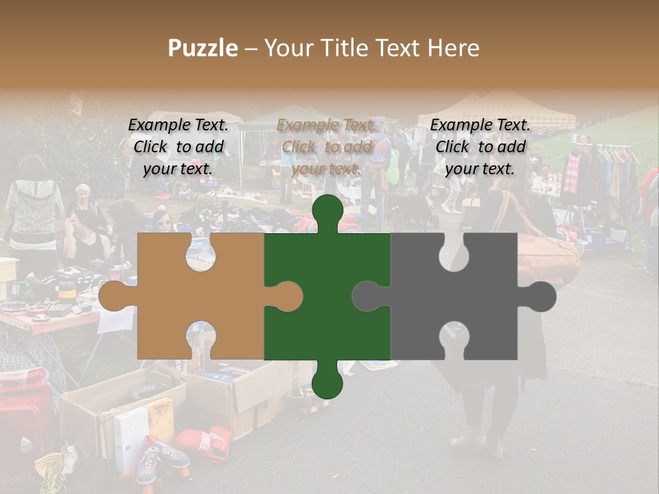 A Group Of People Standing Around A Table With Many Items On It PowerPoint Template