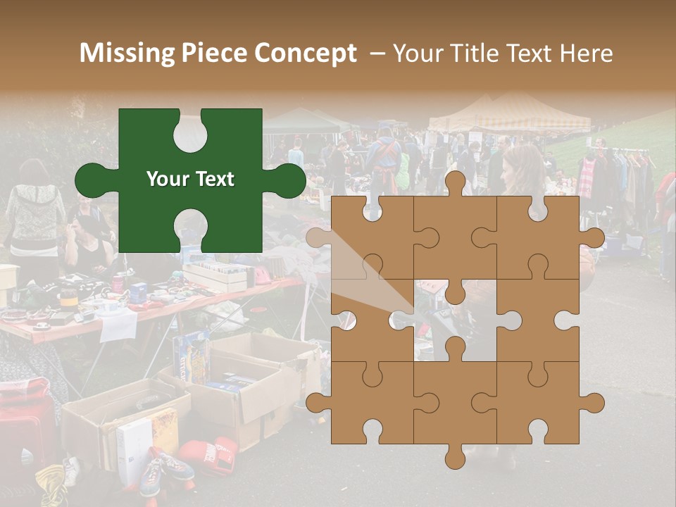 A Group Of People Standing Around A Table With Many Items On It PowerPoint Template