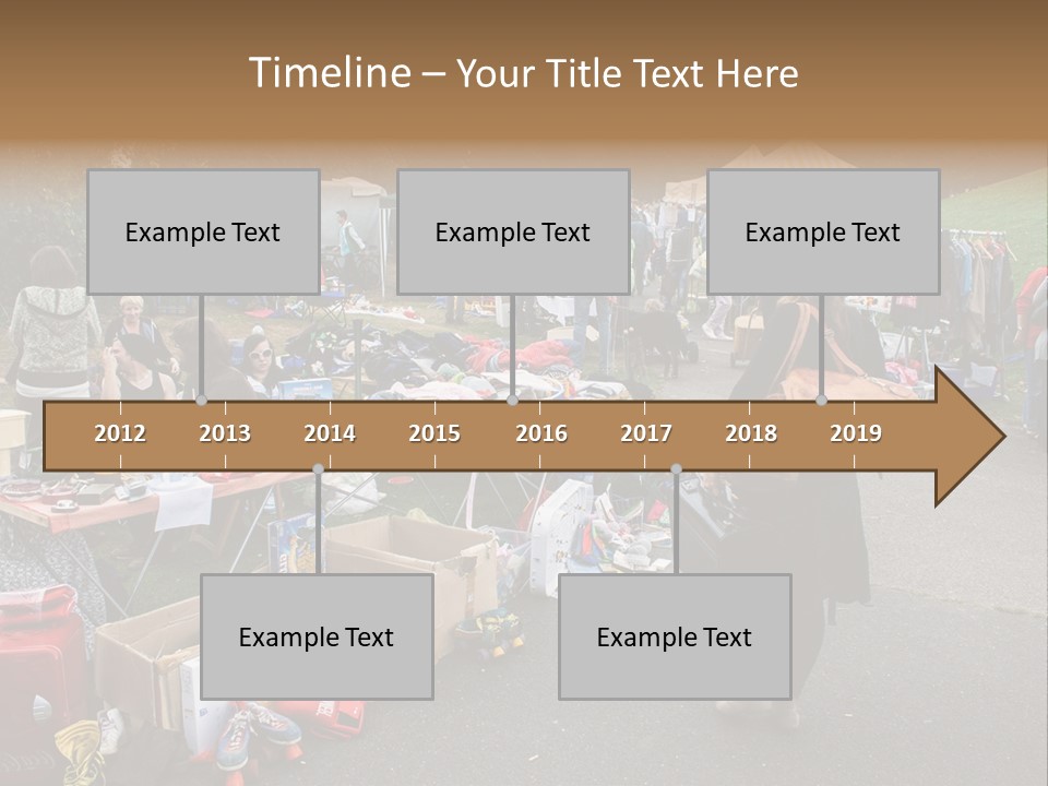 A Group Of People Standing Around A Table With Many Items On It PowerPoint Template