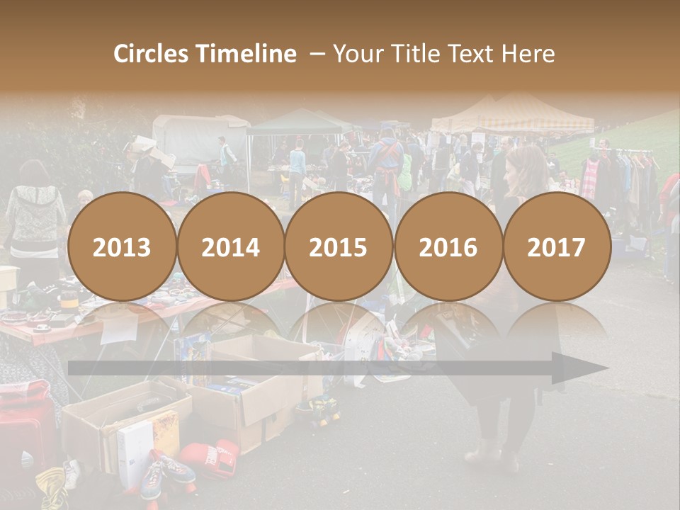 A Group Of People Standing Around A Table With Many Items On It PowerPoint Template