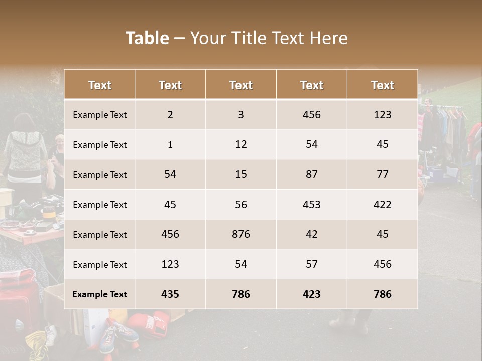A Group Of People Standing Around A Table With Many Items On It PowerPoint Template