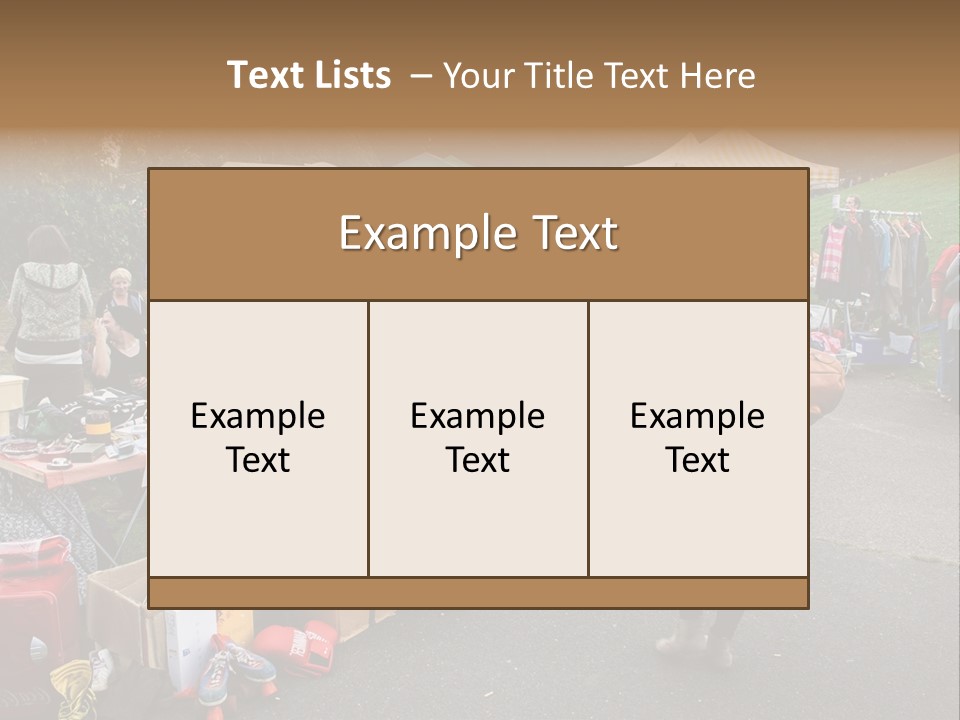 A Group Of People Standing Around A Table With Many Items On It PowerPoint Template