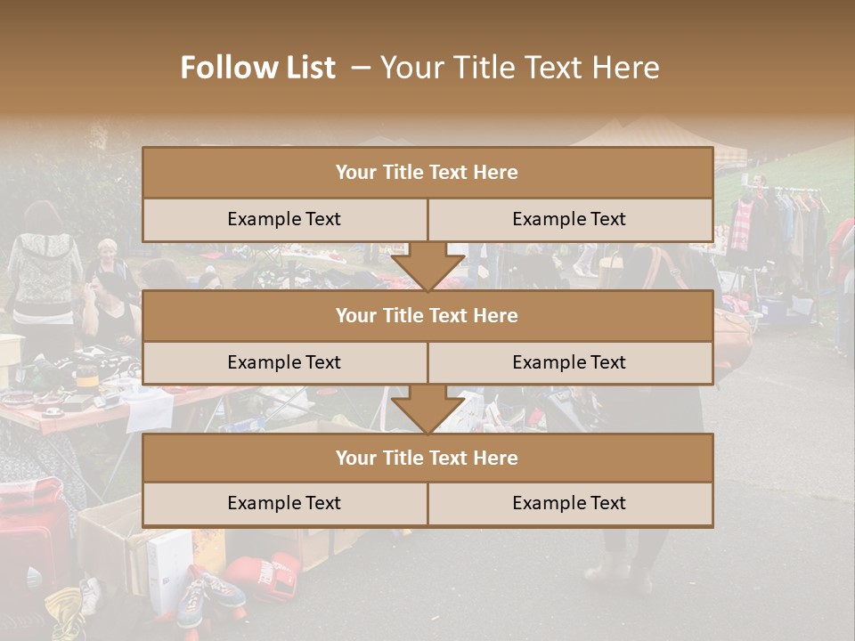 A Group Of People Standing Around A Table With Many Items On It PowerPoint Template