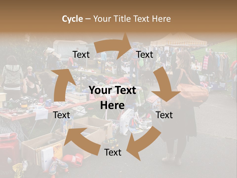 A Group Of People Standing Around A Table With Many Items On It PowerPoint Template