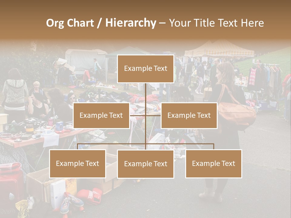 A Group Of People Standing Around A Table With Many Items On It PowerPoint Template
