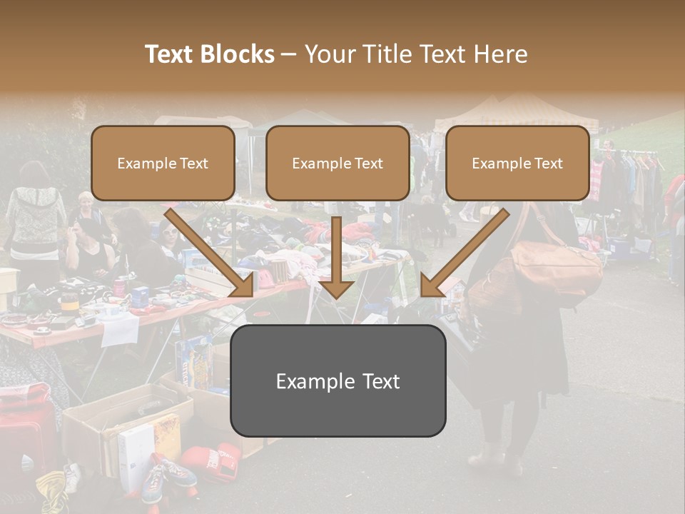 A Group Of People Standing Around A Table With Many Items On It PowerPoint Template