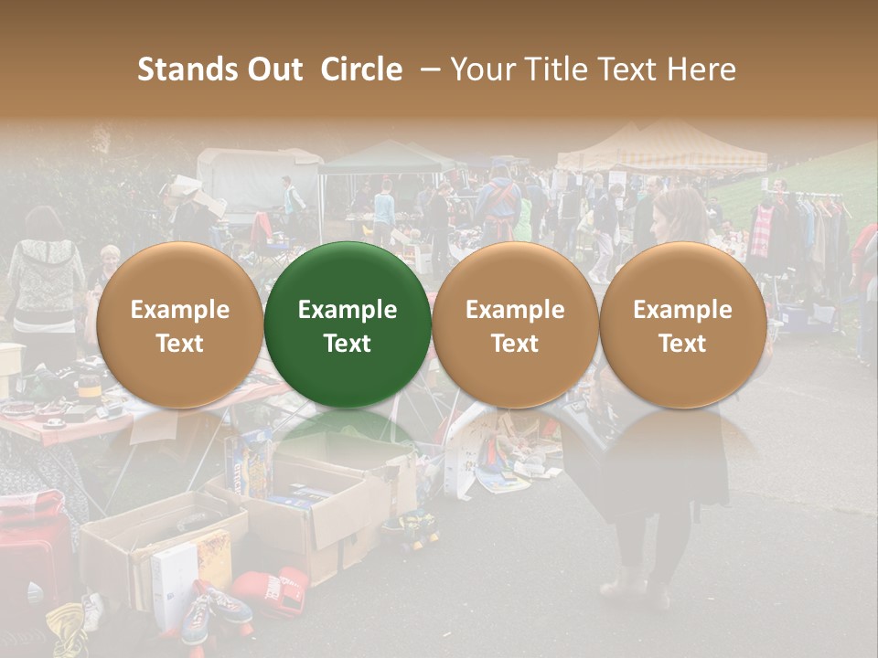 A Group Of People Standing Around A Table With Many Items On It PowerPoint Template