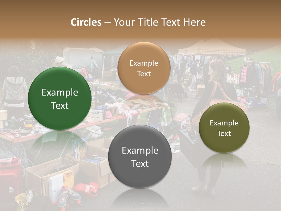 A Group Of People Standing Around A Table With Many Items On It PowerPoint Template