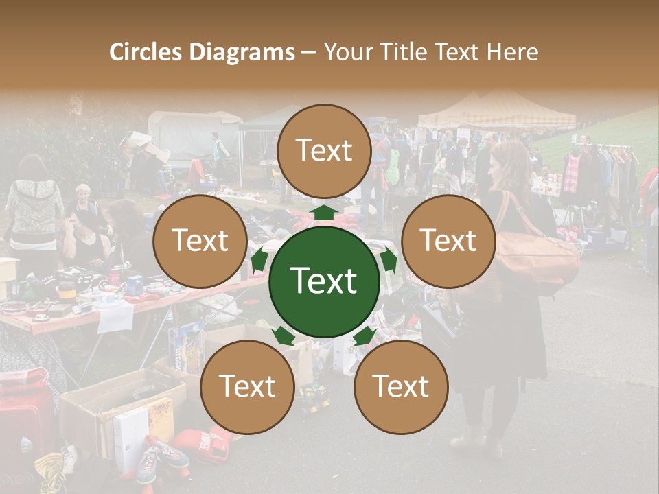 A Group Of People Standing Around A Table With Many Items On It PowerPoint Template