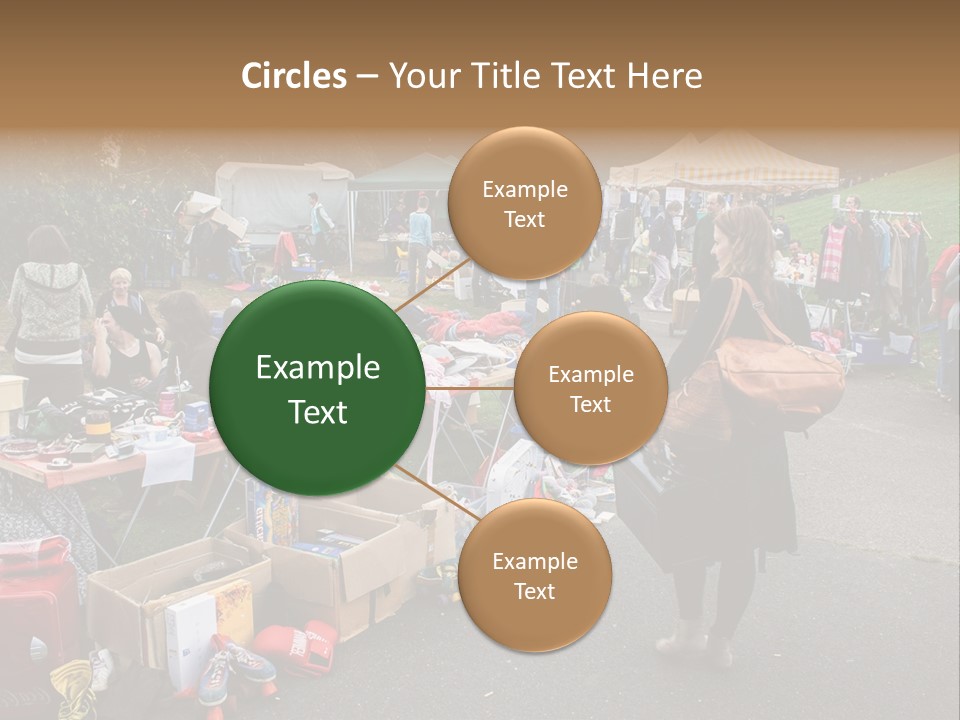 A Group Of People Standing Around A Table With Many Items On It PowerPoint Template