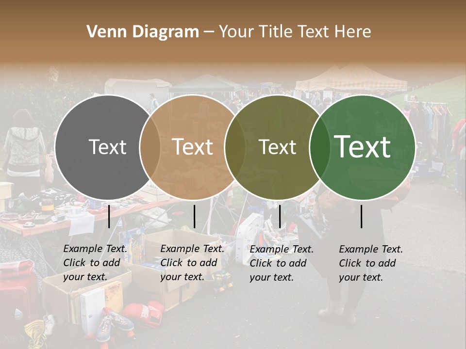 A Group Of People Standing Around A Table With Many Items On It PowerPoint Template