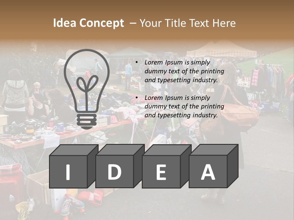 A Group Of People Standing Around A Table With Many Items On It PowerPoint Template