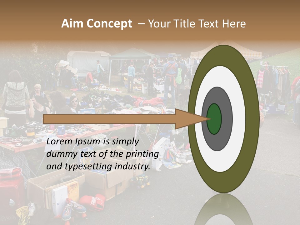 A Group Of People Standing Around A Table With Many Items On It PowerPoint Template