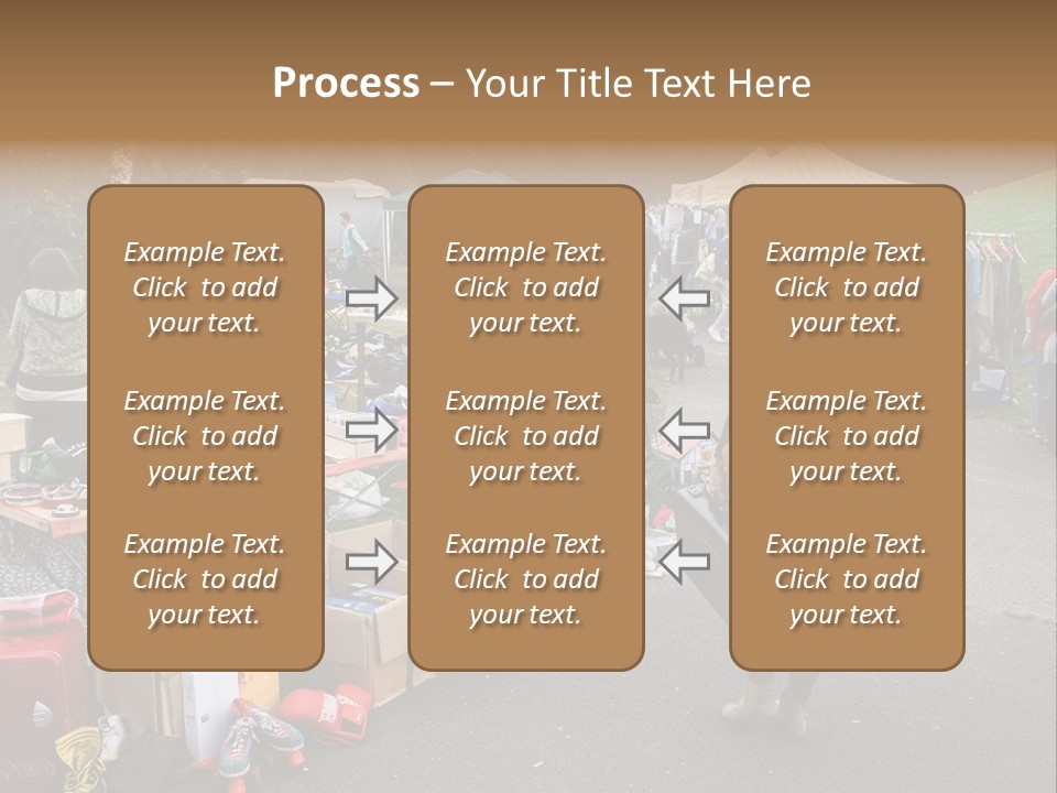 A Group Of People Standing Around A Table With Many Items On It PowerPoint Template
