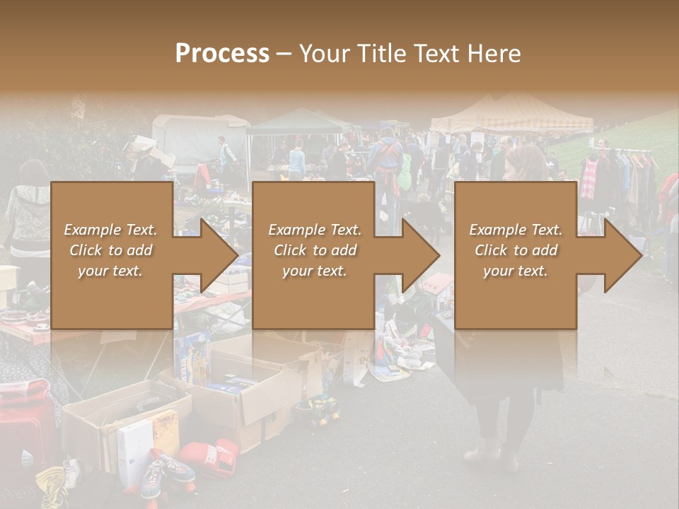A Group Of People Standing Around A Table With Many Items On It PowerPoint Template