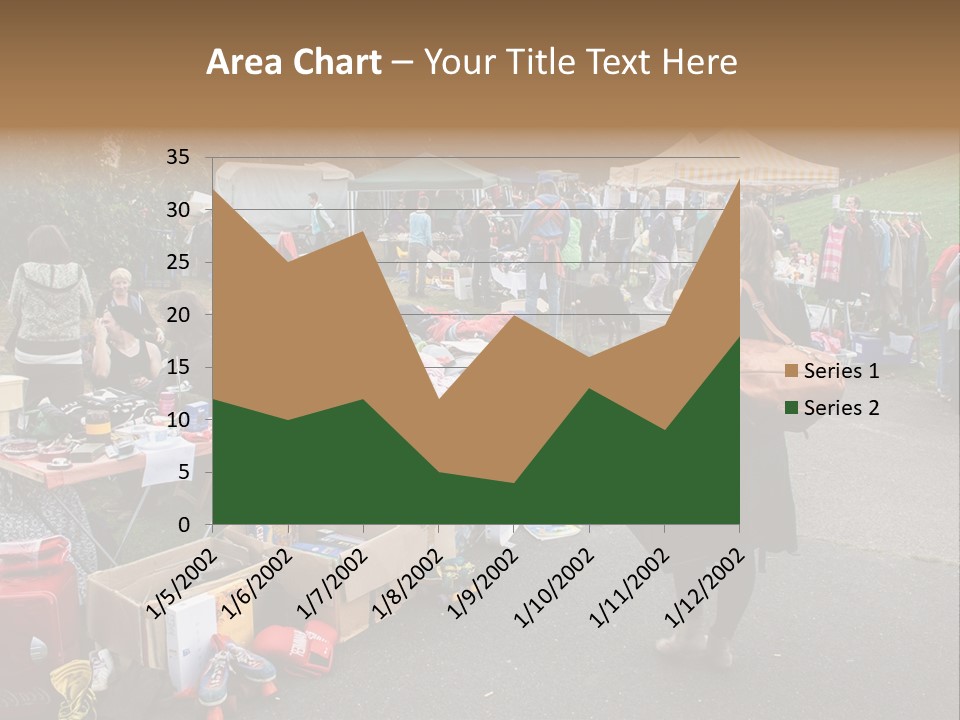 A Group Of People Standing Around A Table With Many Items On It PowerPoint Template