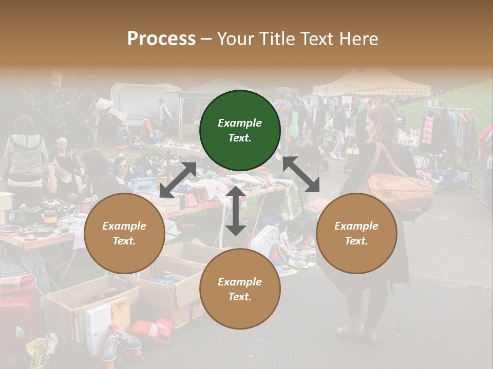 A Group Of People Standing Around A Table With Many Items On It PowerPoint Template