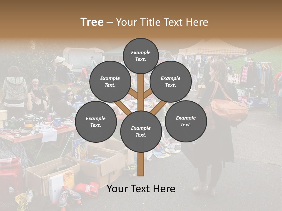 A Group Of People Standing Around A Table With Many Items On It PowerPoint Template