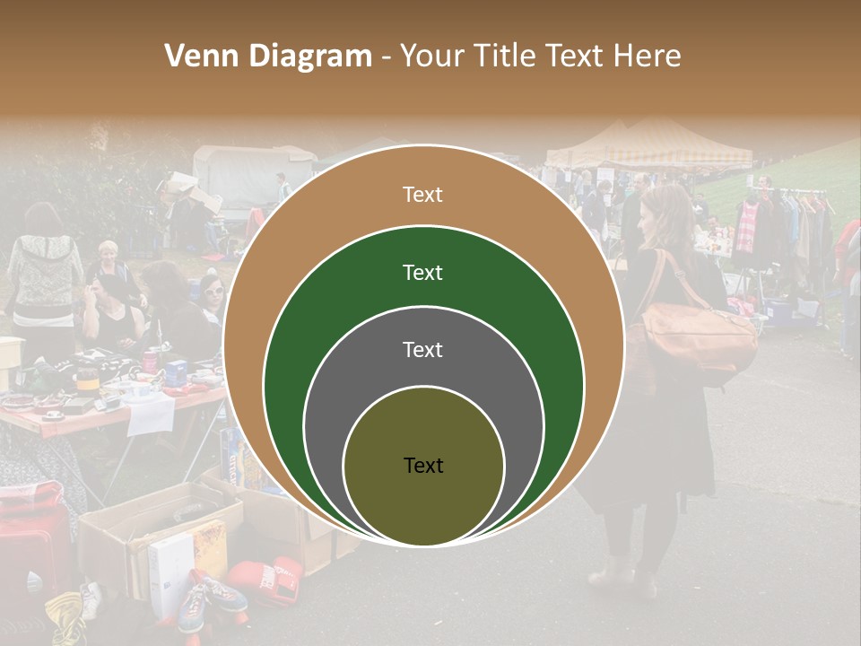 A Group Of People Standing Around A Table With Many Items On It PowerPoint Template