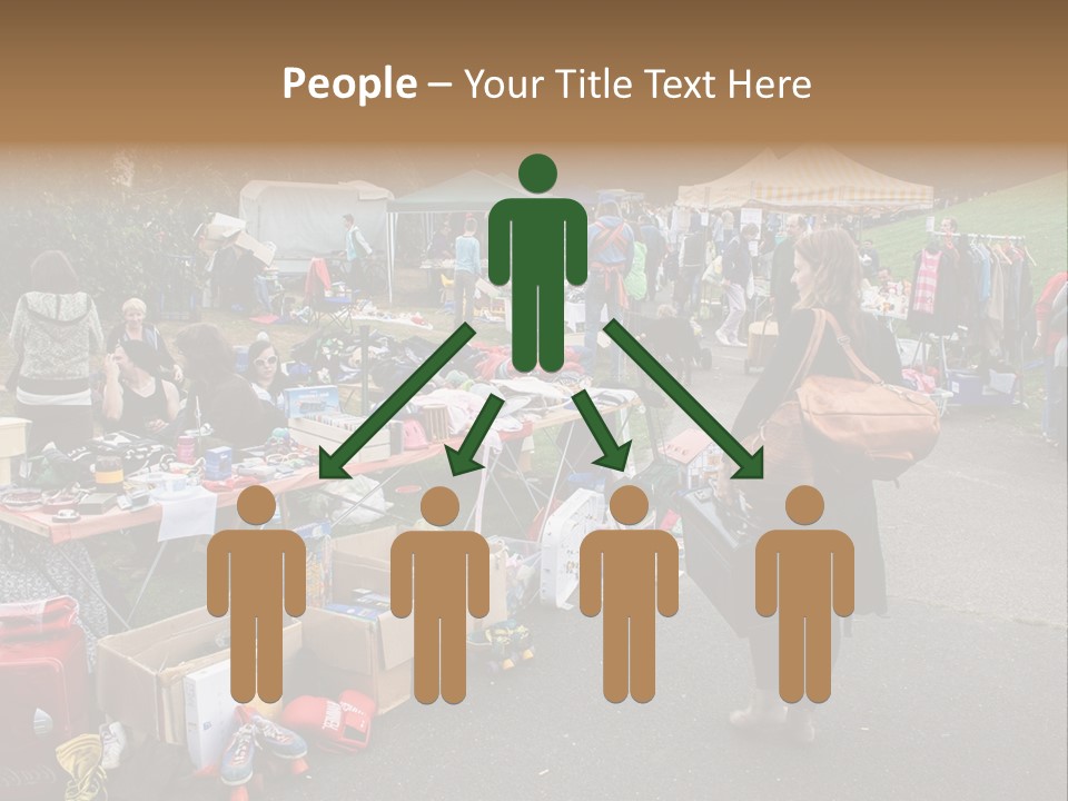 A Group Of People Standing Around A Table With Many Items On It PowerPoint Template