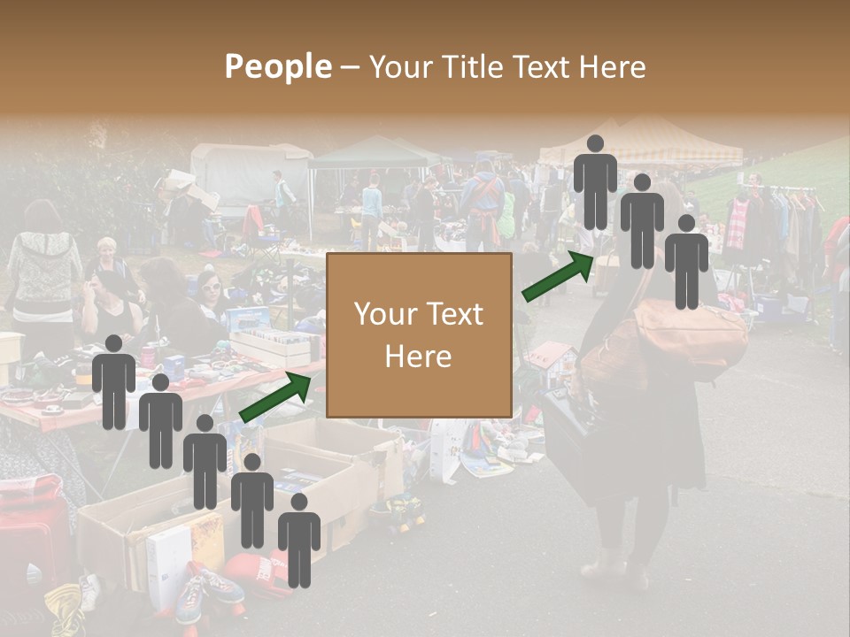 A Group Of People Standing Around A Table With Many Items On It PowerPoint Template