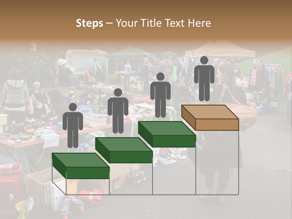 A Group Of People Standing Around A Table With Many Items On It PowerPoint Template