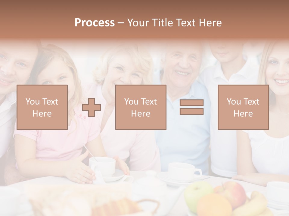 A Group Of People Sitting At A Table With Food PowerPoint Template