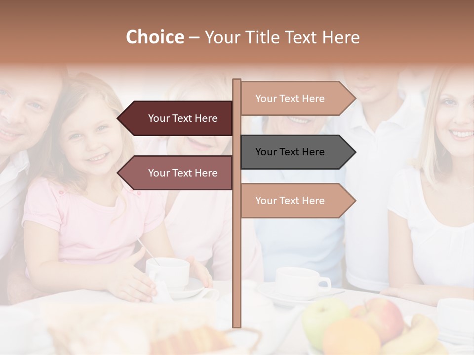 A Group Of People Sitting At A Table With Food PowerPoint Template