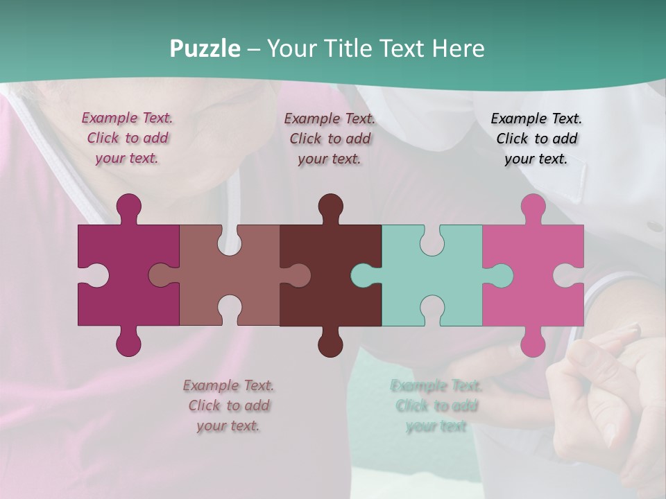 A Woman In A Pink Shirt And A Woman In A White Shirt Are Looking At PowerPoint Template