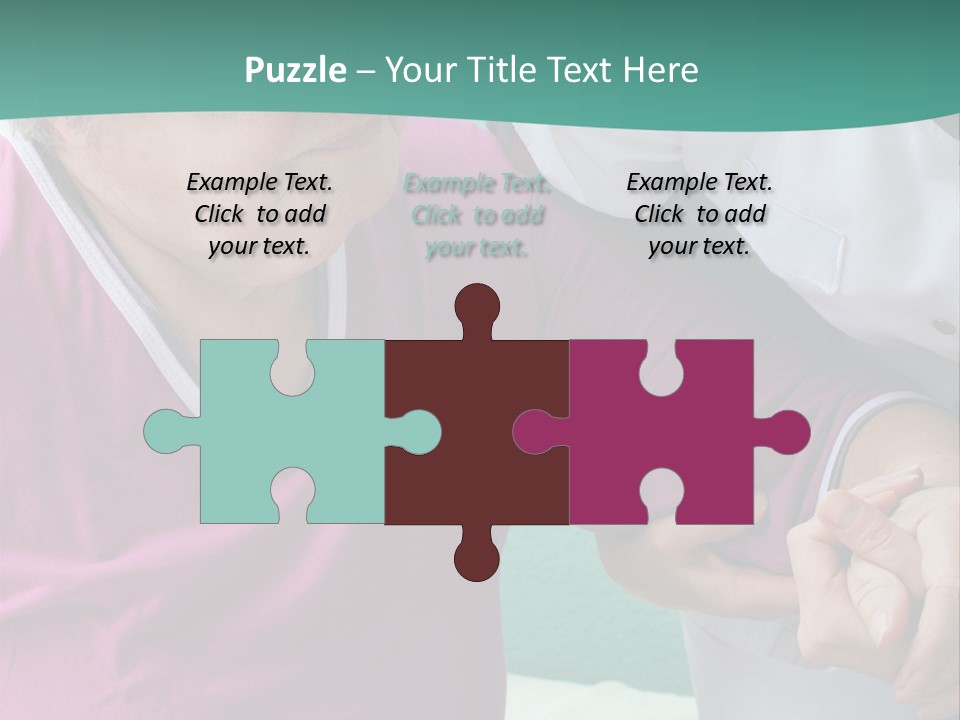 A Woman In A Pink Shirt And A Woman In A White Shirt Are Looking At PowerPoint Template