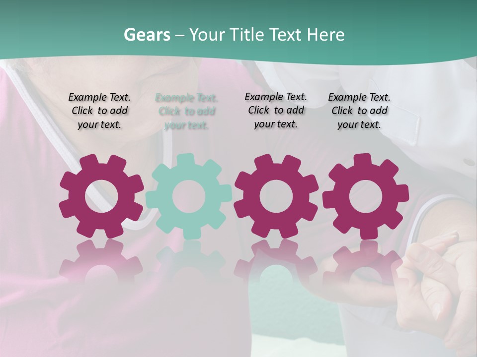 A Woman In A Pink Shirt And A Woman In A White Shirt Are Looking At PowerPoint Template