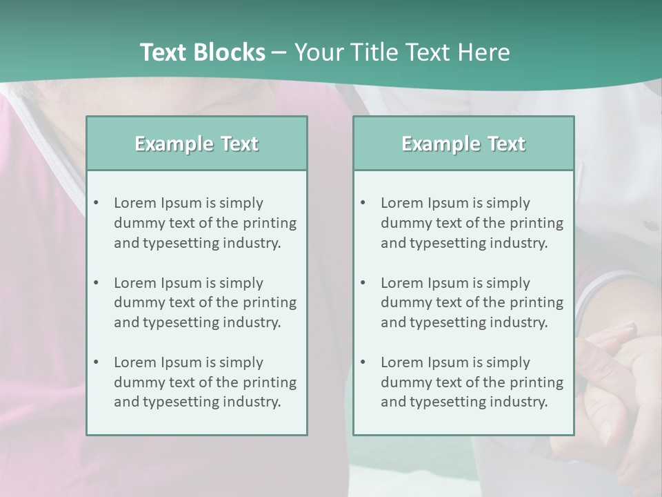 A Woman In A Pink Shirt And A Woman In A White Shirt Are Looking At PowerPoint Template