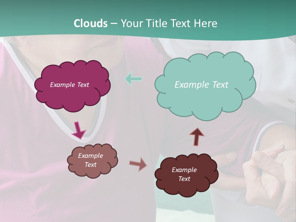 A Woman In A Pink Shirt And A Woman In A White Shirt Are Looking At PowerPoint Template