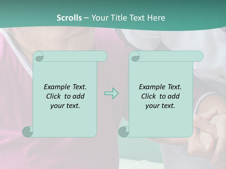 A Woman In A Pink Shirt And A Woman In A White Shirt Are Looking At PowerPoint Template