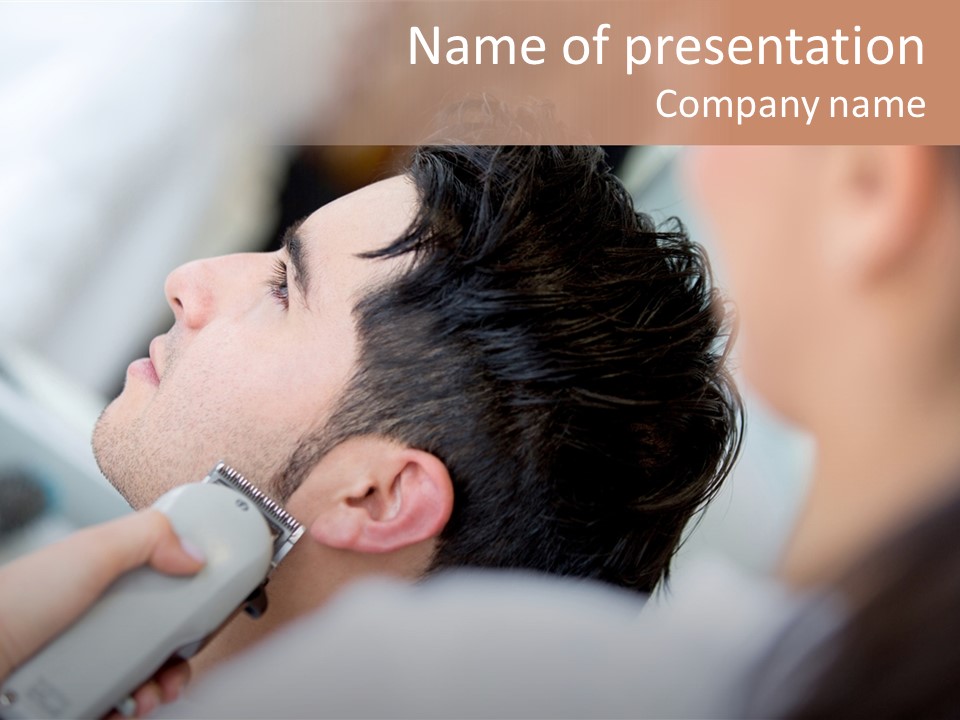 Cut Haircut Enjoying PowerPoint Template