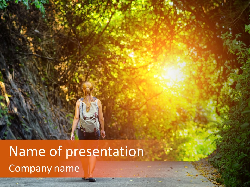 Woman Outside White PowerPoint Template