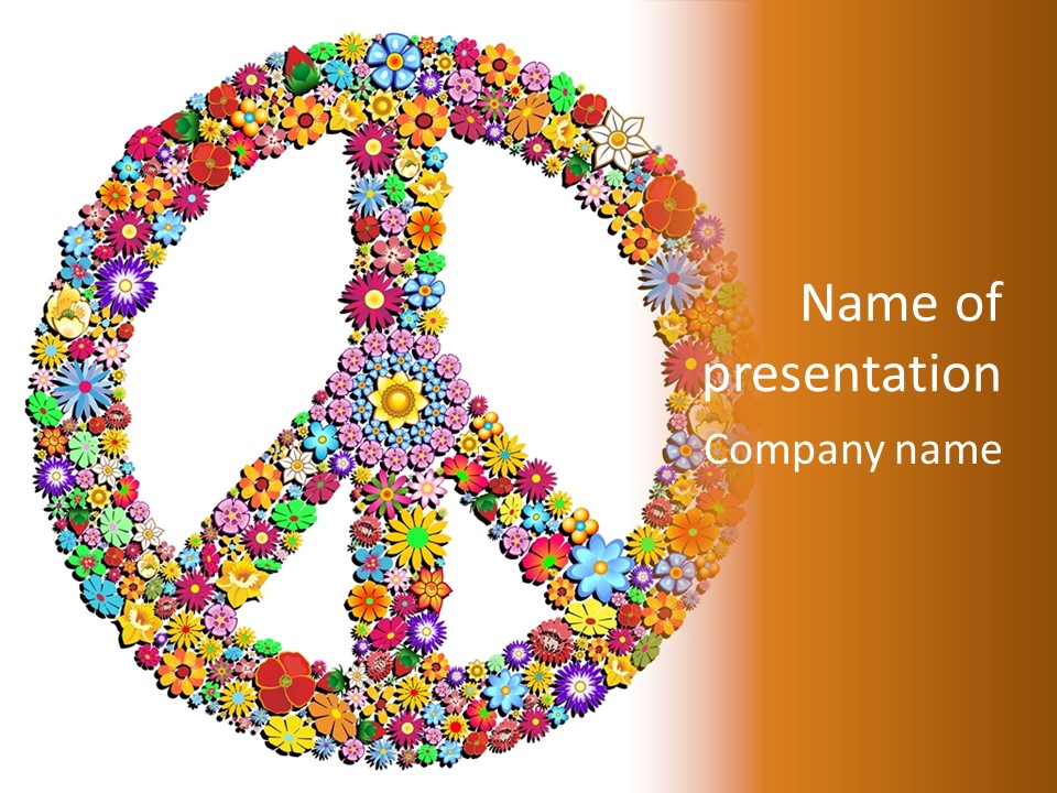 Circle Woodstock Peace And Love PowerPoint Template