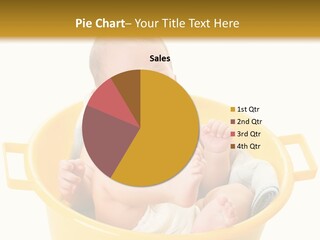 A Baby Crying In A Yellow Tub With A White Background PowerPoint Template