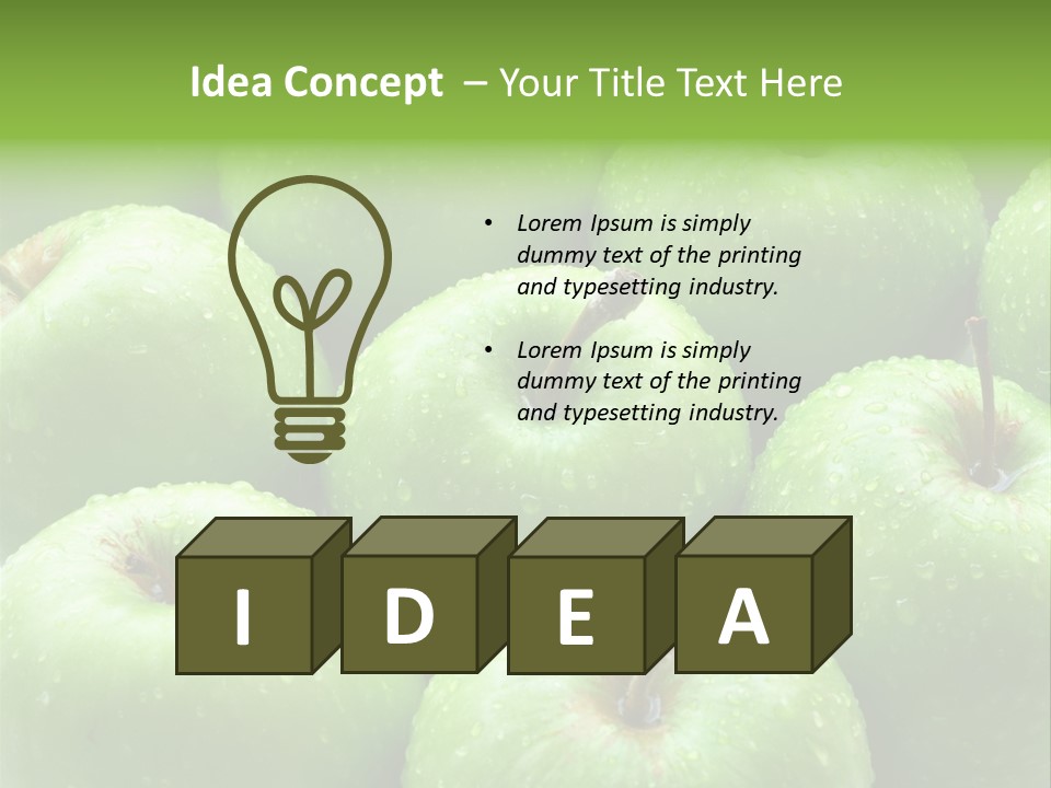 A Group Of Green Apples Sitting On Top Of Each Other PowerPoint Template