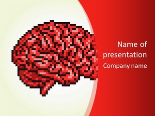 A Computer Generated Brain On A Red Background PowerPoint Template