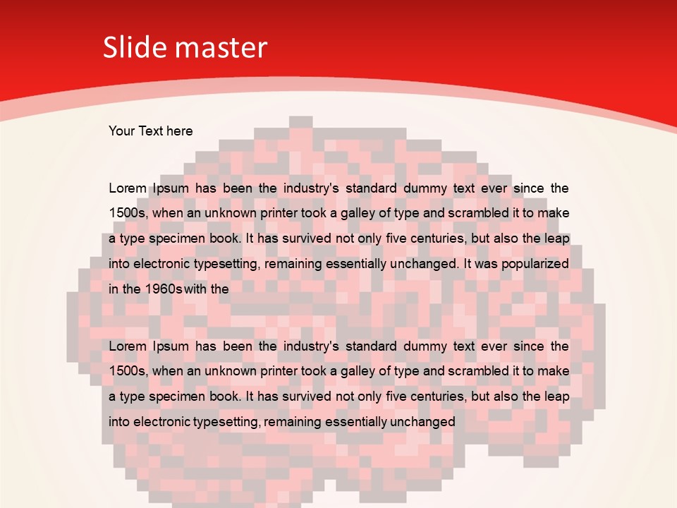 A Computer Generated Brain On A Red Background PowerPoint Template