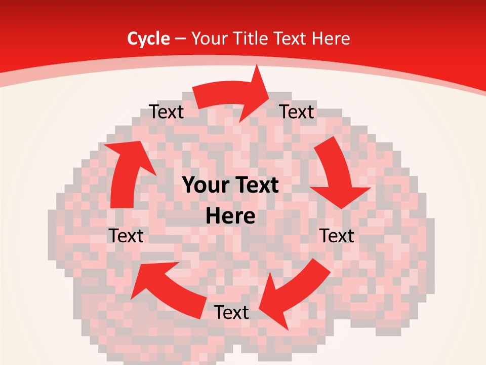 A Computer Generated Brain On A Red Background PowerPoint Template