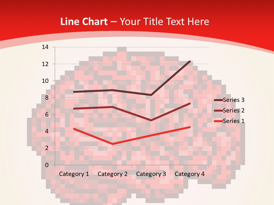 A Computer Generated Brain On A Red Background PowerPoint Template