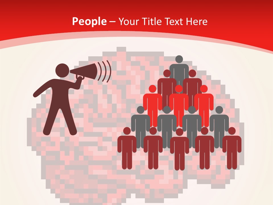 A Computer Generated Brain On A Red Background PowerPoint Template