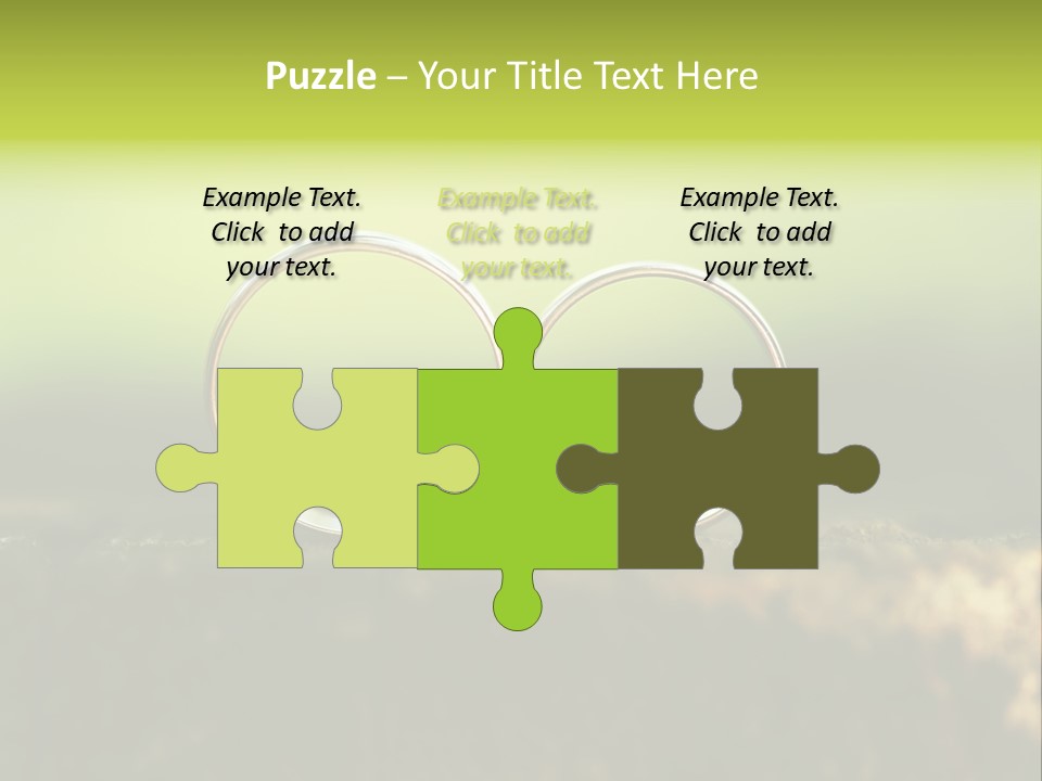 Two Wedding Rings Sitting On A Piece Of Wood PowerPoint Template