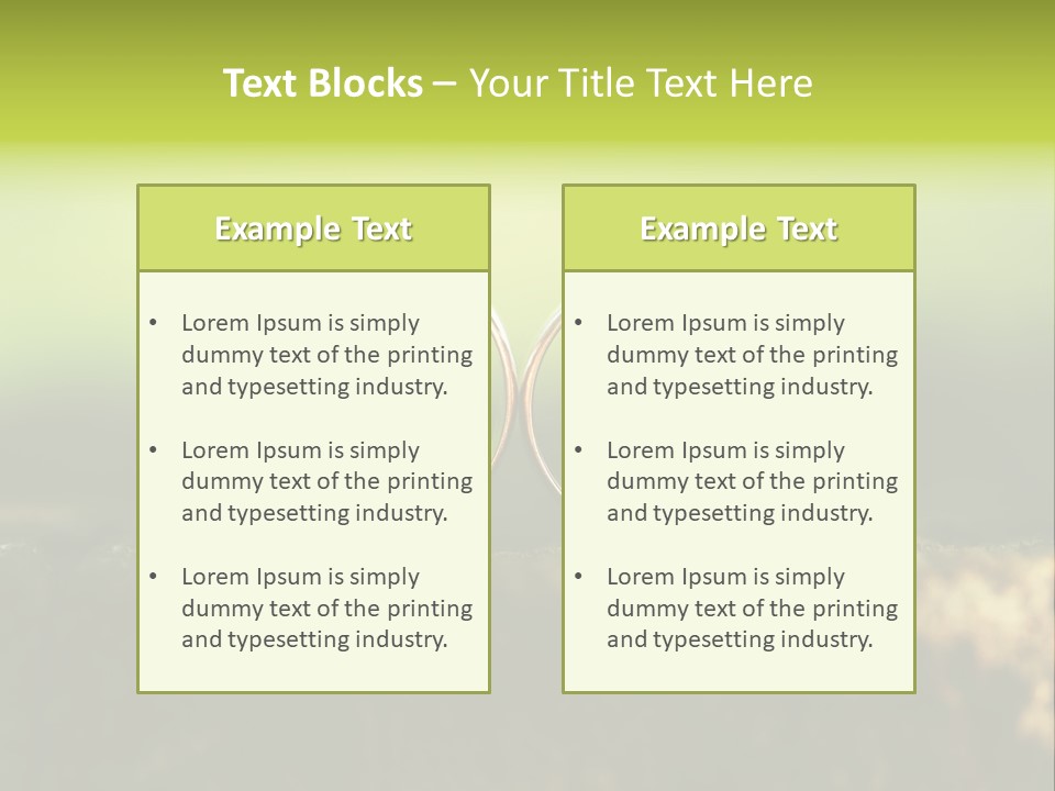 Two Wedding Rings Sitting On A Piece Of Wood PowerPoint Template