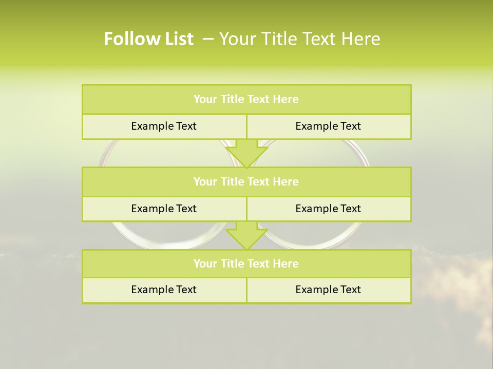 Two Wedding Rings Sitting On A Piece Of Wood PowerPoint Template